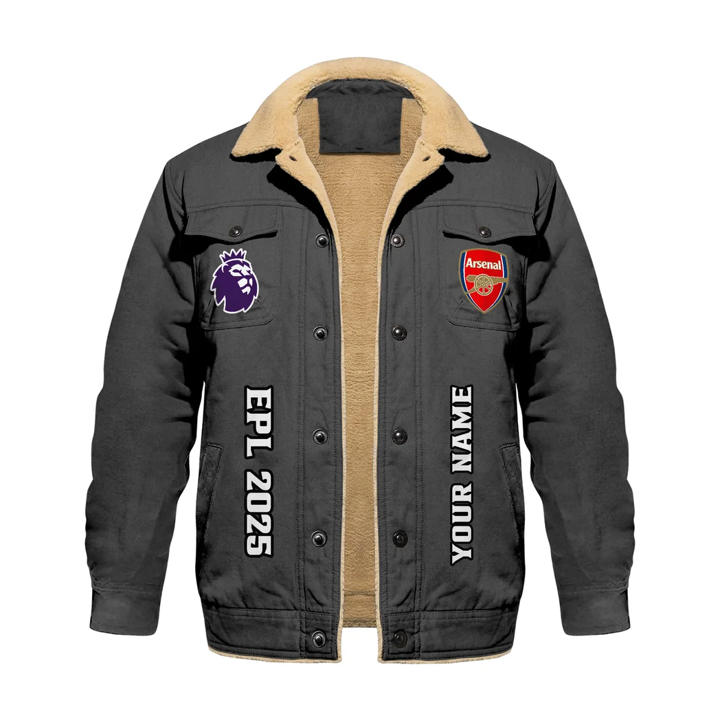 London Red Army Jacket Fur Collar Fleece, Victory-Ready Fan Wear HVN1317AR - Dark Gray - Image 3