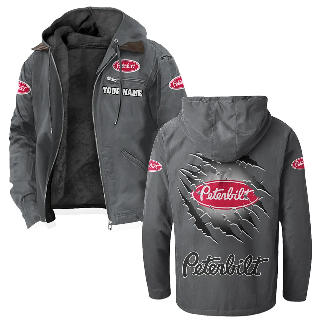 Long-Haul Vehicle Flannel Hoodie, Rugged Car Fan Hoodie HVN1327PE - Gray - Image 2