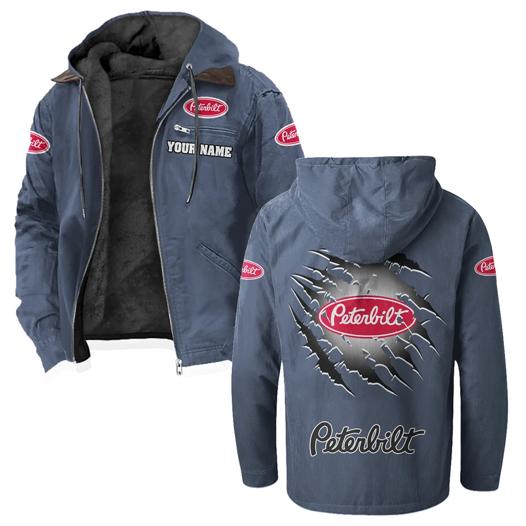 Long-Haul Vehicle Flannel Hoodie, Rugged Car Fan Hoodie HVN1327PE - Navy Blue - Image 2