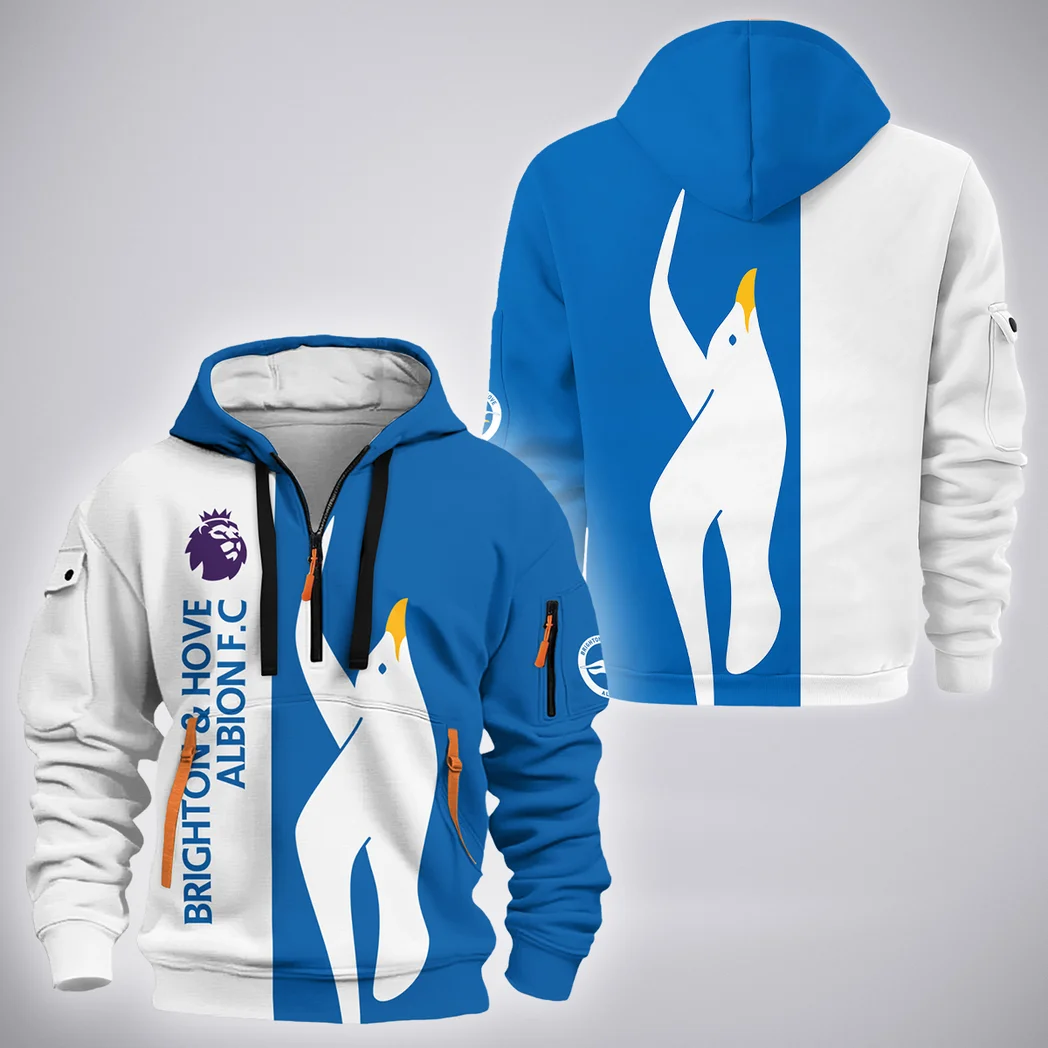 Loyal Blue Crew Hoodie Half Zip 3D, Bold Energy Hoodie HVN1322BH