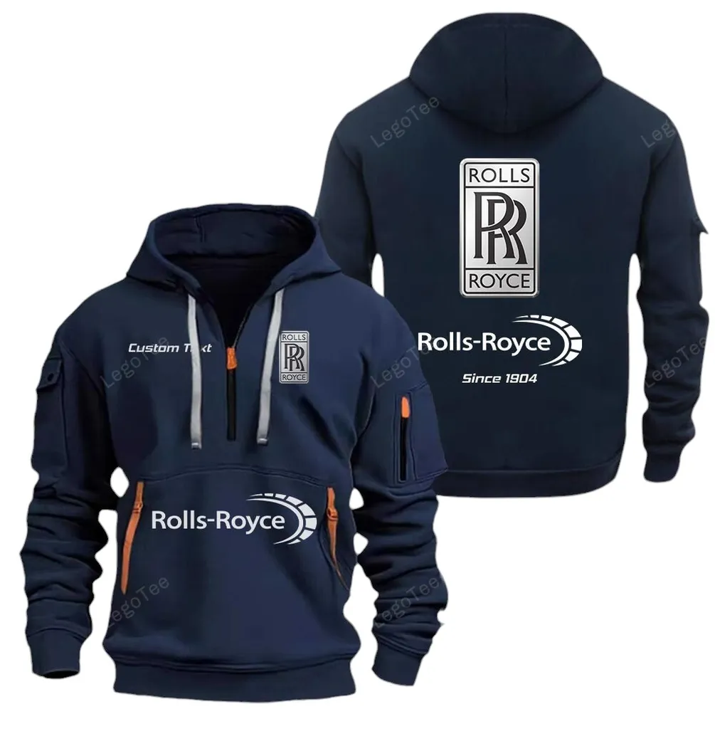 Luxury Auto Hoodie Half Zipper, Active Supporter Half-Zip Hoodie CAR052 -Navy - Image 2