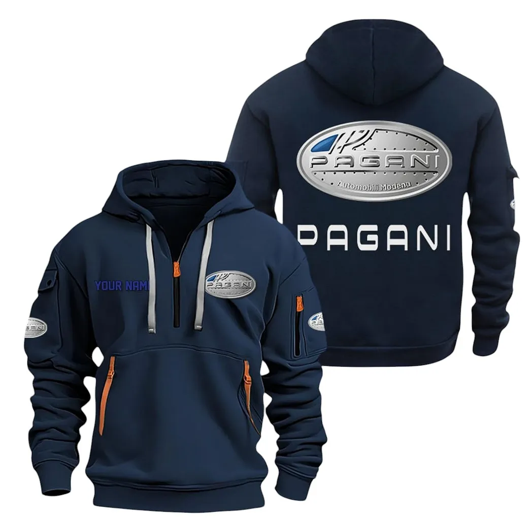 Luxury Car Hoodie Half Zipper, Casual Sport Half-Zip Hoodie CAR200 - Navy - Image 2