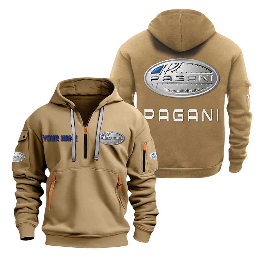Luxury Car Hoodie Half Zipper, Game Ready Half-Zip Hoodie CAR200 - Khaki - Image 2