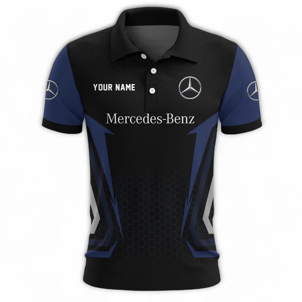 Luxury Car Polo Shirt, Daily Comfort Button Shirt CAR526 - Navy - Image 2