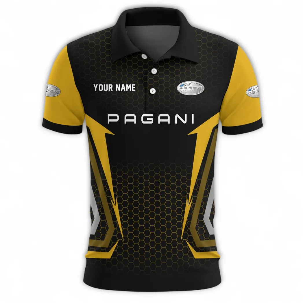 Luxury Car Polo Shirt, Sporty Comfort Button Shirt CAR526 - Yellow - Image 2