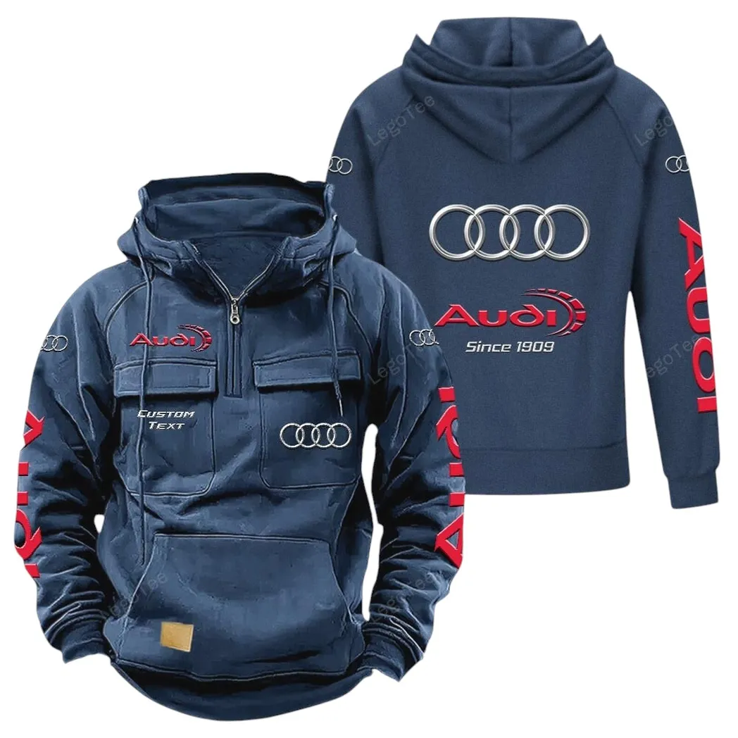 Luxury Car Tactical Quarter Zip Hoodie, Exclusive Logo Hoodie For Car Enthusiasts CAR960 - Dark Blue - Image 2