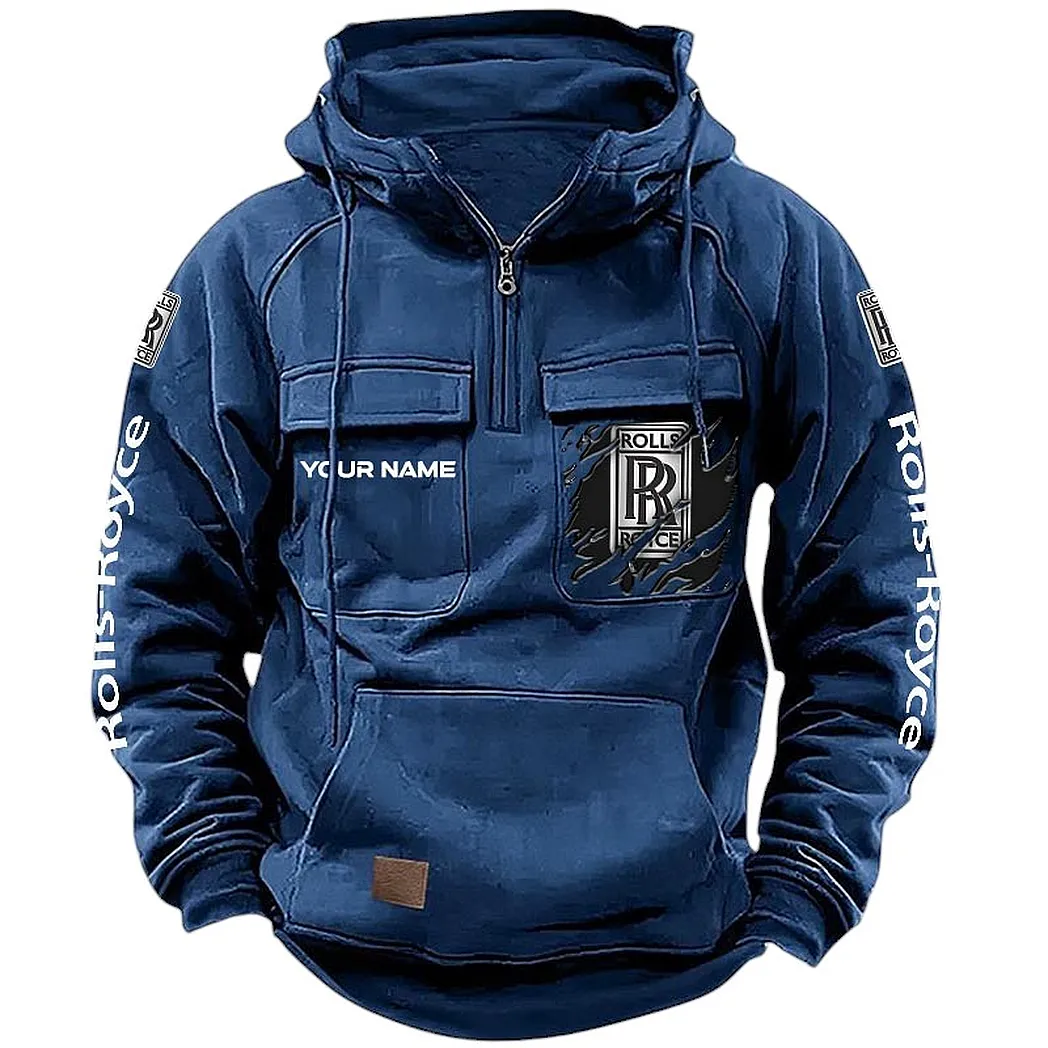 Luxury Performance Auto Tactical Quarter Zip Hoodie, Exclusive Logo Hoodie For Car Enthusiasts CAR164 - Dark Blue - Image 2