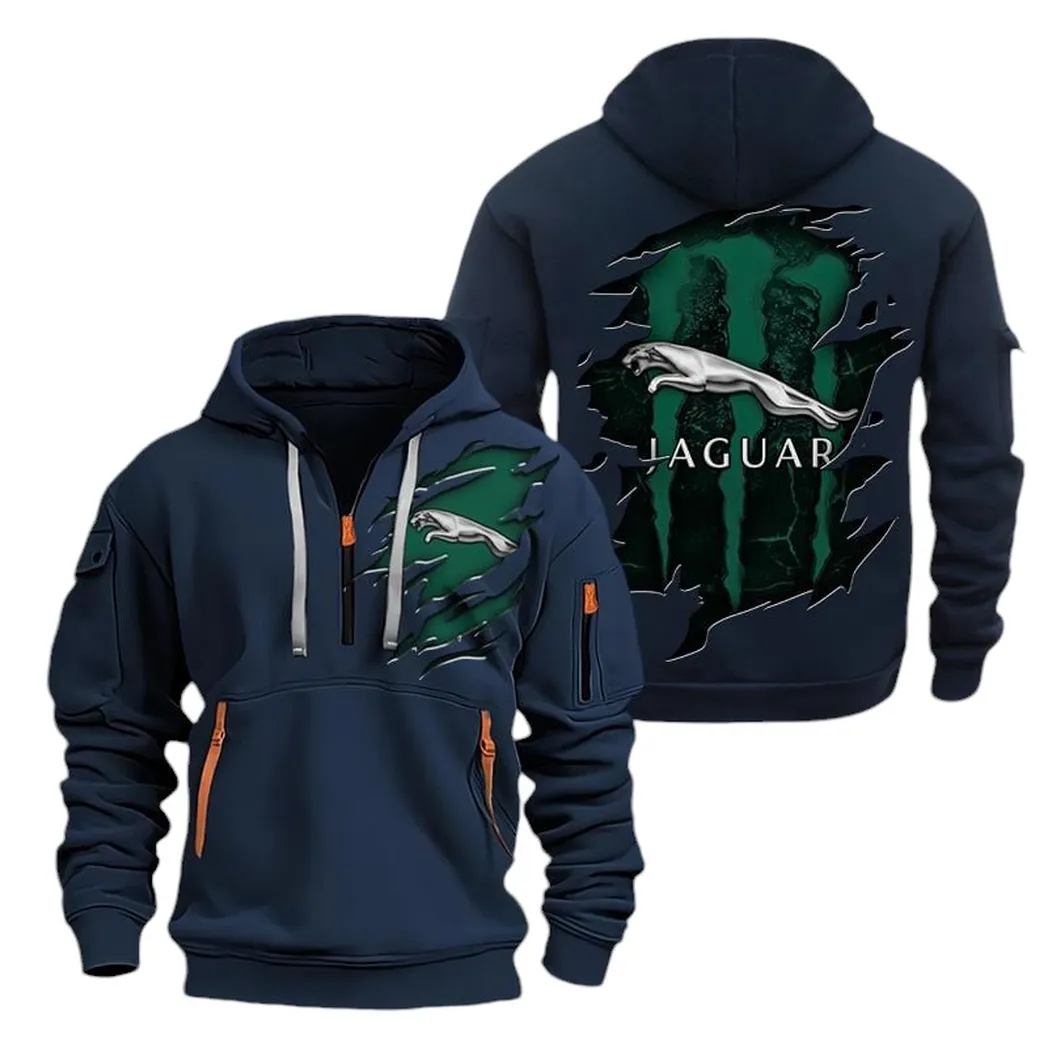 Luxury Sedan Hoodie Half Zipper, Sport Spirit Hoodie CAR021 -Navy - Image 2