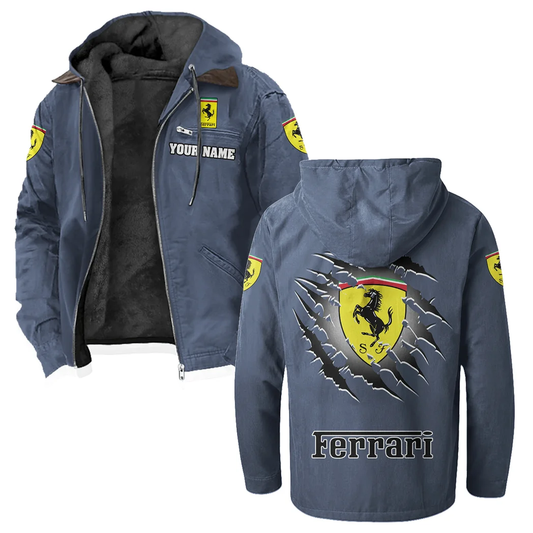 Luxury Speedster Flannel Hoodie, Urban Rider Flannel HVN1327FE - Navy Blue - Image 2