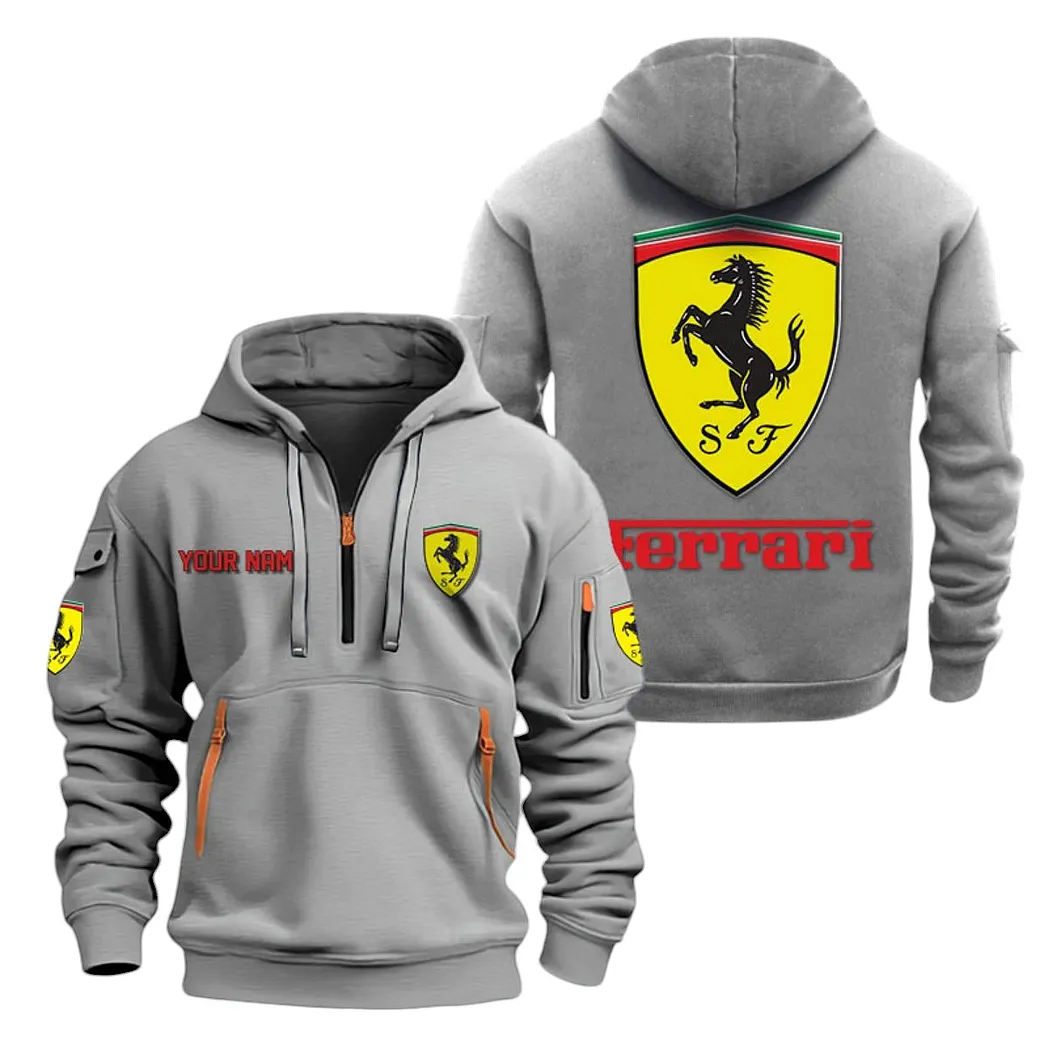 Luxury Speedster Hoodie Half Zipper, Bold Fan Hoodie CAR200 - Gray - Image 2