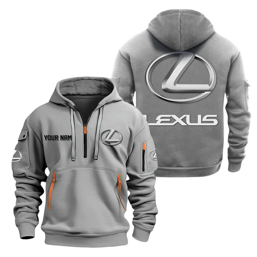 Luxury SUV Hoodie Half Zipper, Streetwear Fan Hoodie CAR200 - Gray - Image 2