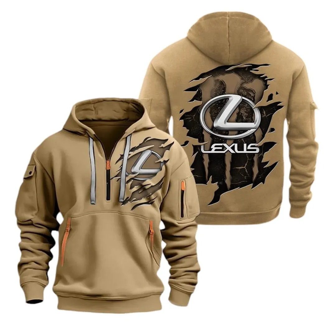 Luxury SUV Hoodie Half Zipper, Supporter Style Half-Zip Hoodie CAR021 -Khaki - Image 2