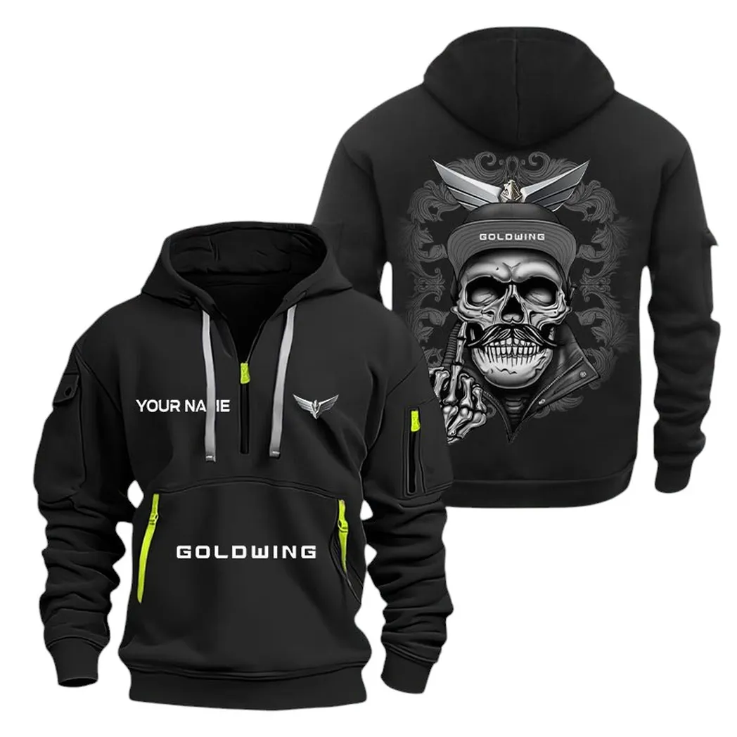 Luxury Touring Bike Hoodie Half Zipper, True Fan Hoodie CAR166 - Black - Image 2