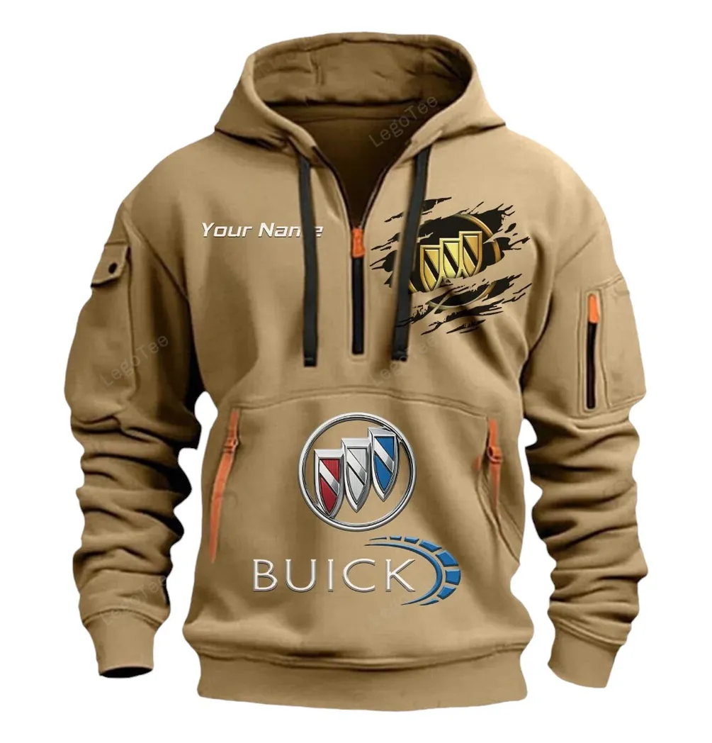 Luxury Vehicle Hoodie Half Zipper, Game Day Half-Zip Hoodie CAR113 - Khaki - Image 2