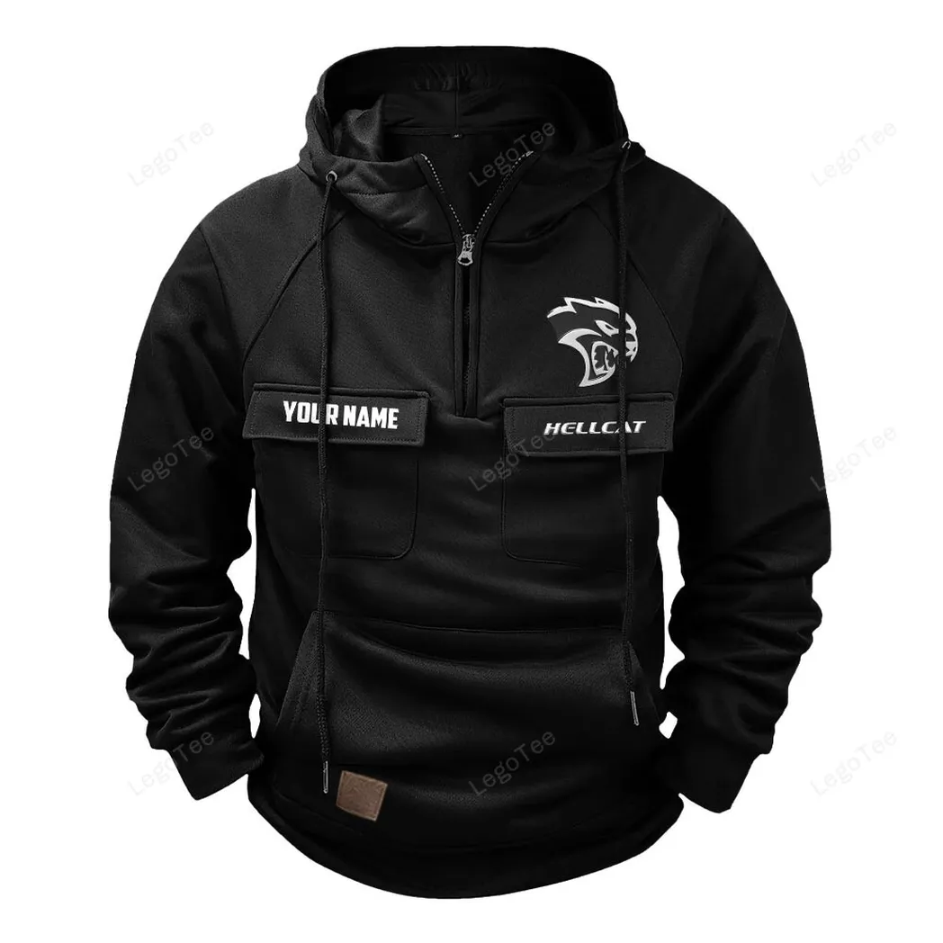 Maximum Power Muscle Car Tactical Quarter Zip Hoodie, Exclusive Logo Hoodie For Car Enthusiasts CAR109 - Black - Image 2