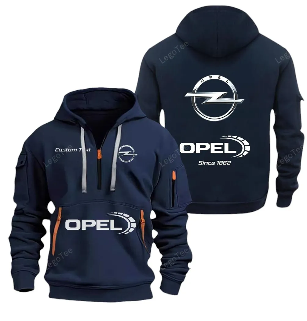 Mid-Size Auto Hoodie Half Zipper, Active Supporter Half-Zip Hoodie CAR052 -Navy - Image 2