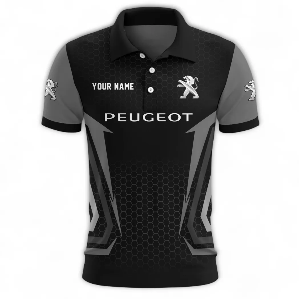 Mid-Size Car Polo Shirt, Sporty Urban Button Shirt CAR526 - Gray - Image 2