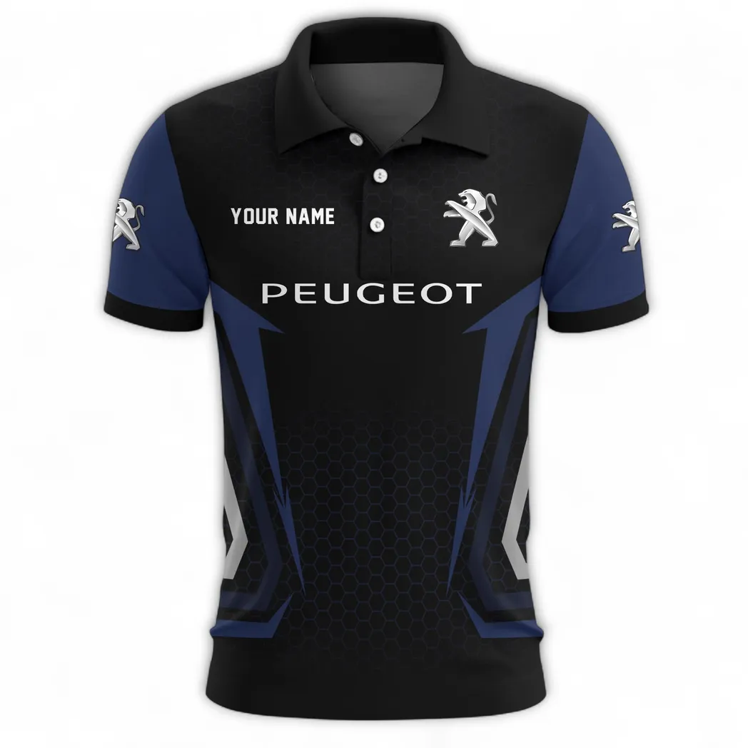 Mid-Size Car Polo Shirt, Sporty Urban Button Shirt CAR526 - Navy - Image 2