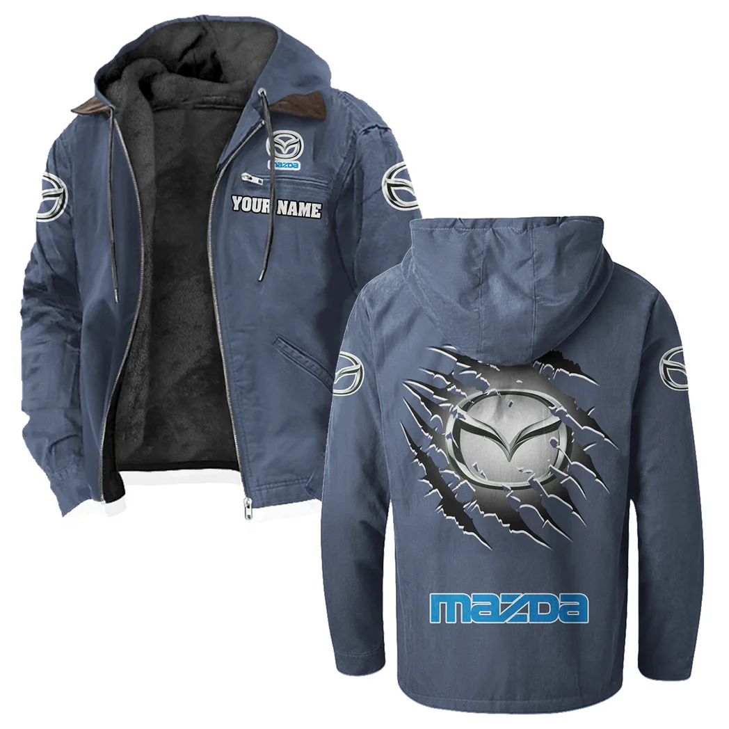 Mid-Size Sedan Flannel Hoodie, Driven Style Hoodie HVN1327MA - Navy Blue - Image 2