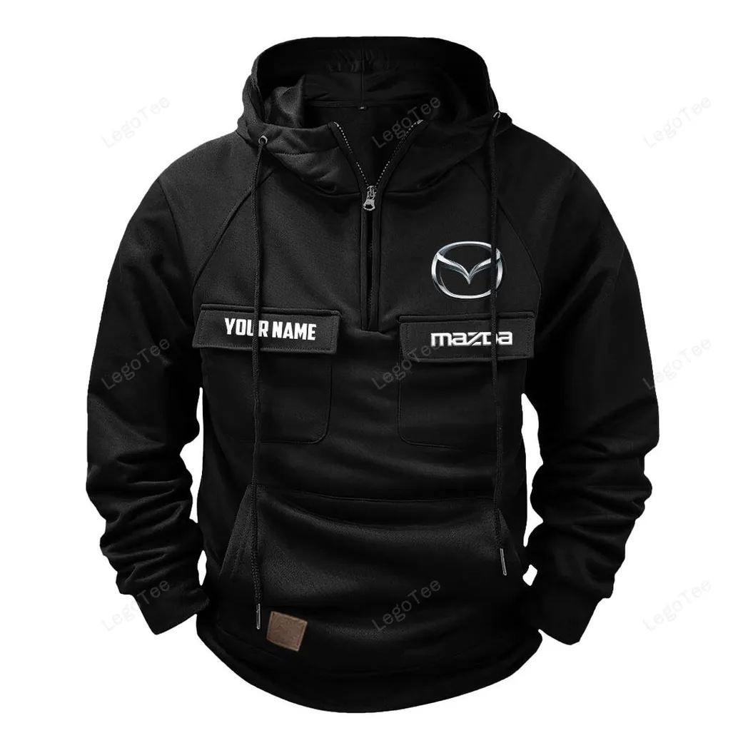 Mid-Size Sedan Tactical Quarter Zip Hoodie, Exclusive Logo Hoodie For Car Enthusiasts CAR109 - Black - Image 2