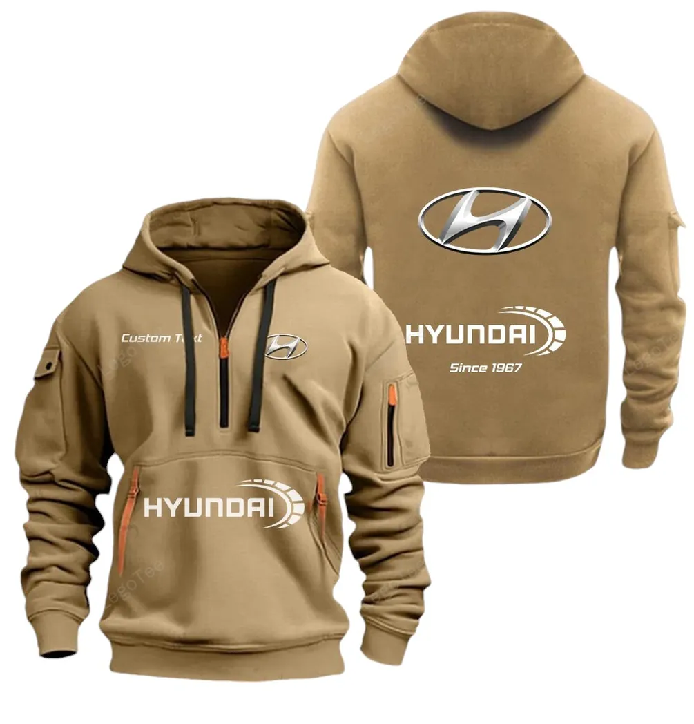 Mid-Size Vehicle Hoodie Half Zipper, Casual Sport Half-Zip Hoodie CAR052 -Khaki - Image 2