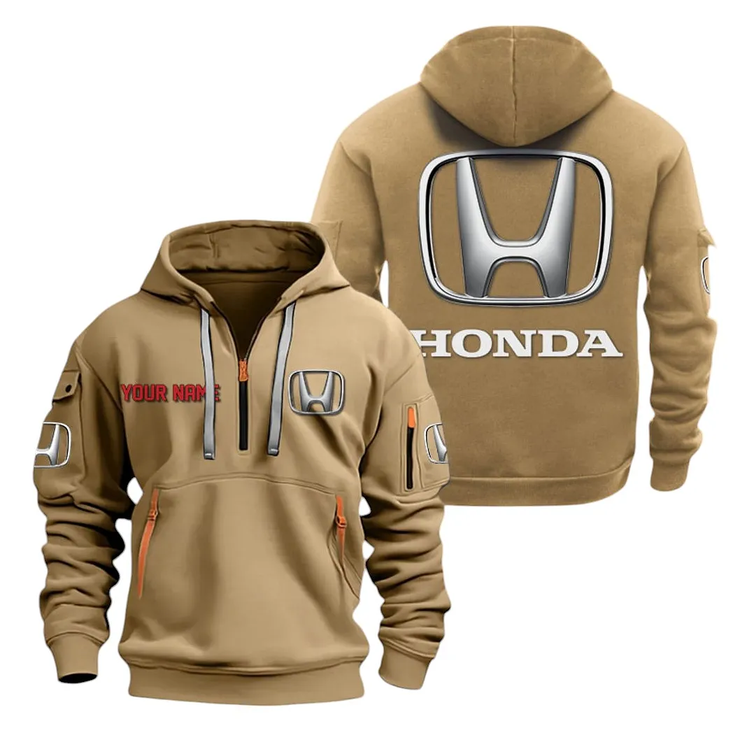 Mid-Size Vehicle Hoodie Half Zipper, Sport Spirit Hoodie CAR200 - Khaki - Image 2