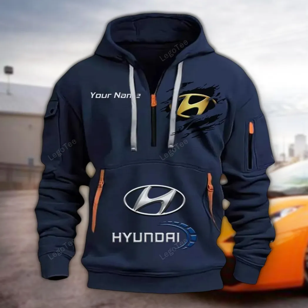 Mid-Size Vehicle Hoodie Half Zipper, Supporter Style Half-Zip Hoodie CAR113 - Navy