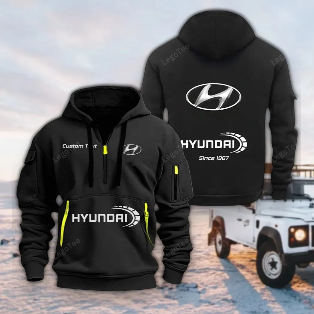 Mid-Size Vehicle Hoodie Half Zipper, True Supporter Half-Zip Hoodie CAR052 -Black