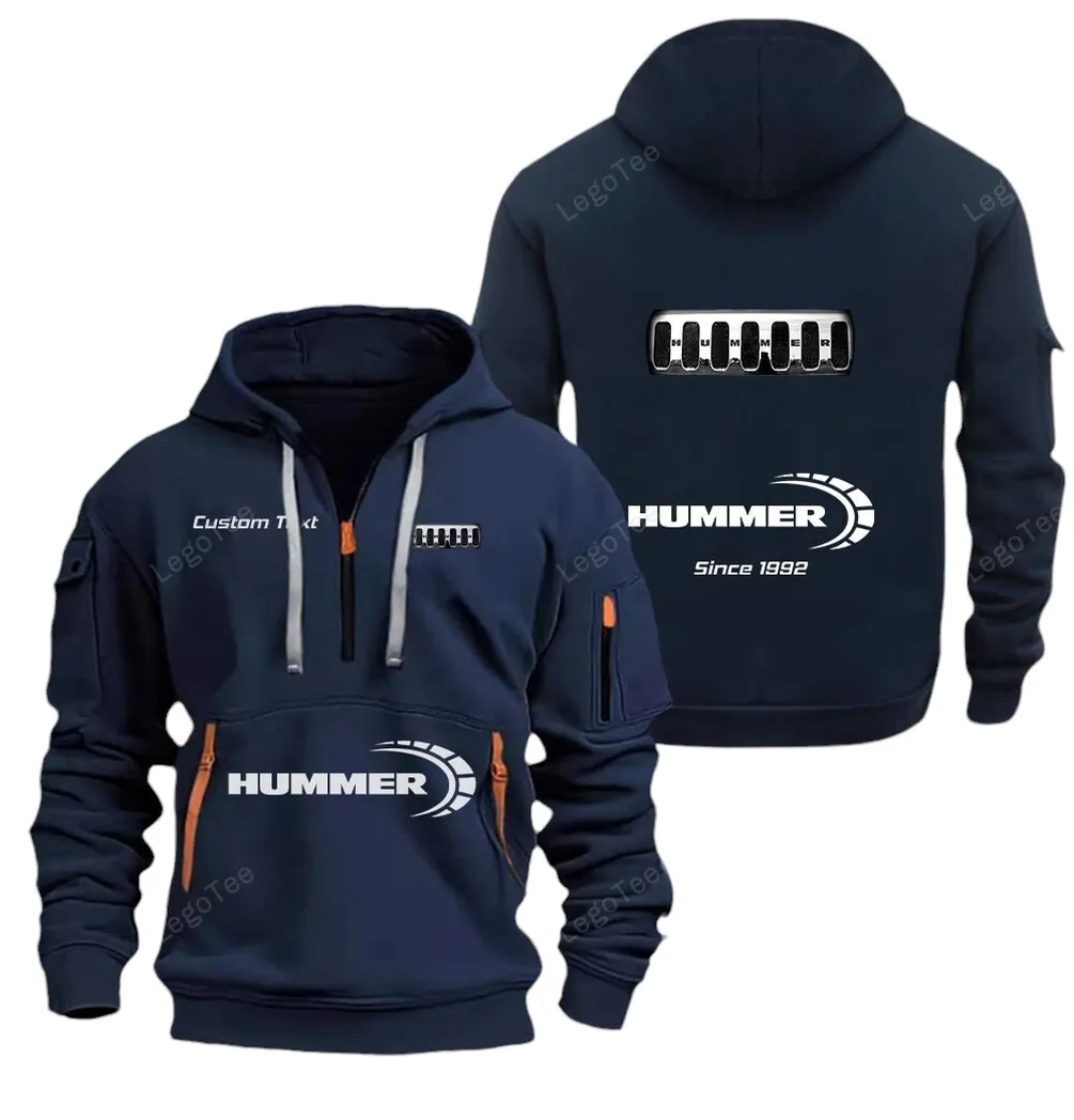 Military-Style Vehicle Hoodie Half Zipper, True Supporter Half-Zip Hoodie CAR052 -Navy - Image 2