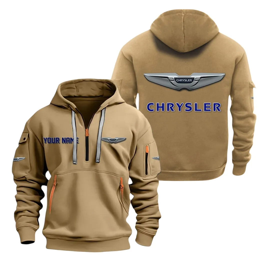 Minivan Hoodie Half Zipper, Streetwear Fan Hoodie CAR200 - Khaki - Image 2