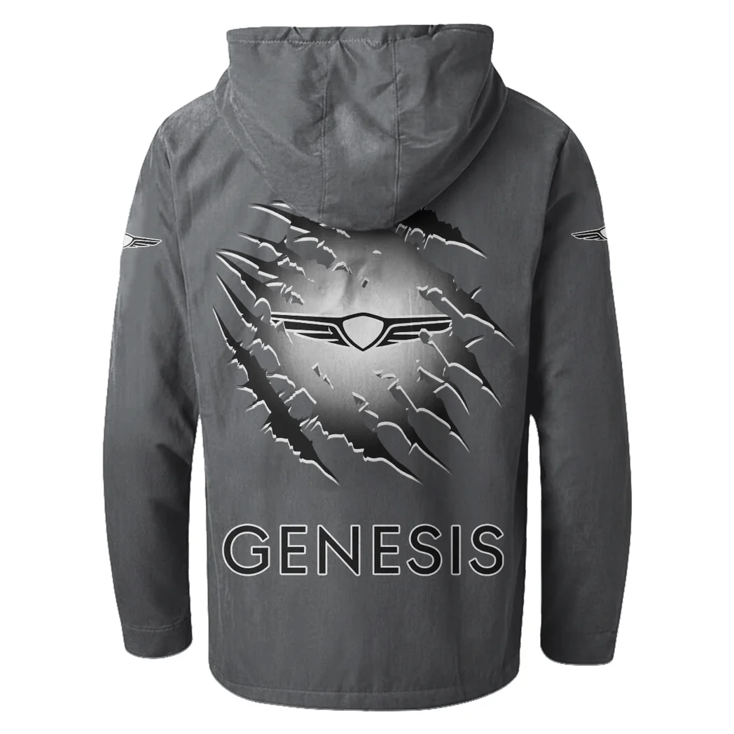 Modern Crossover Flannel Hoodie, Rugged Car Fan Hoodie HVN1327GE - Gray - Image 4