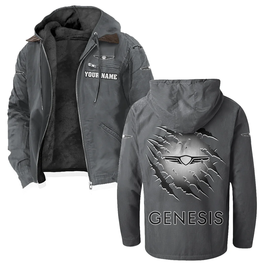 Modern Crossover Flannel Hoodie, Rugged Car Fan Hoodie HVN1327GE - Gray - Image 2