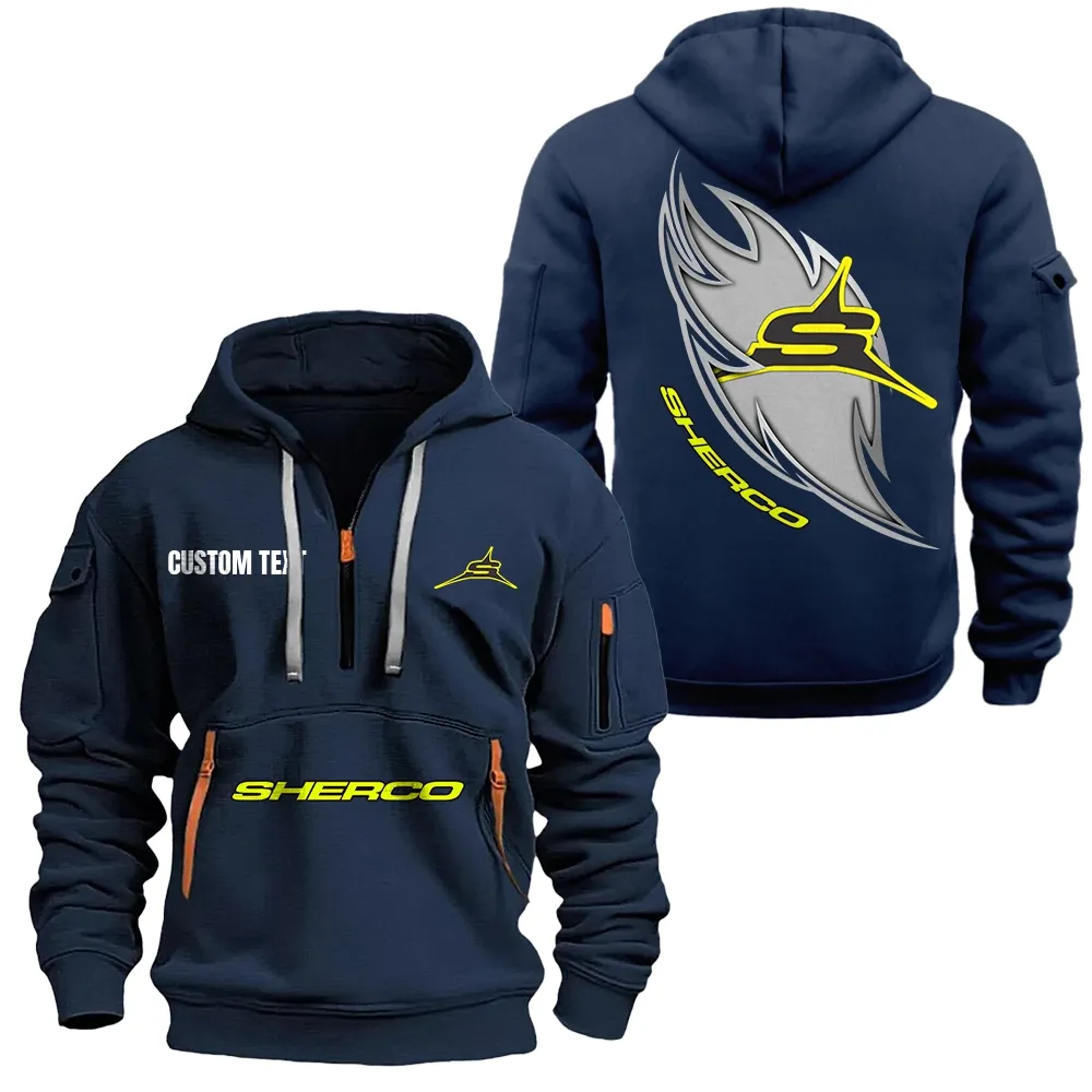 Motocross Bike Hoodie Half Zipper, Streetwear Fan Hoodie CAR170 - Navy - Image 2