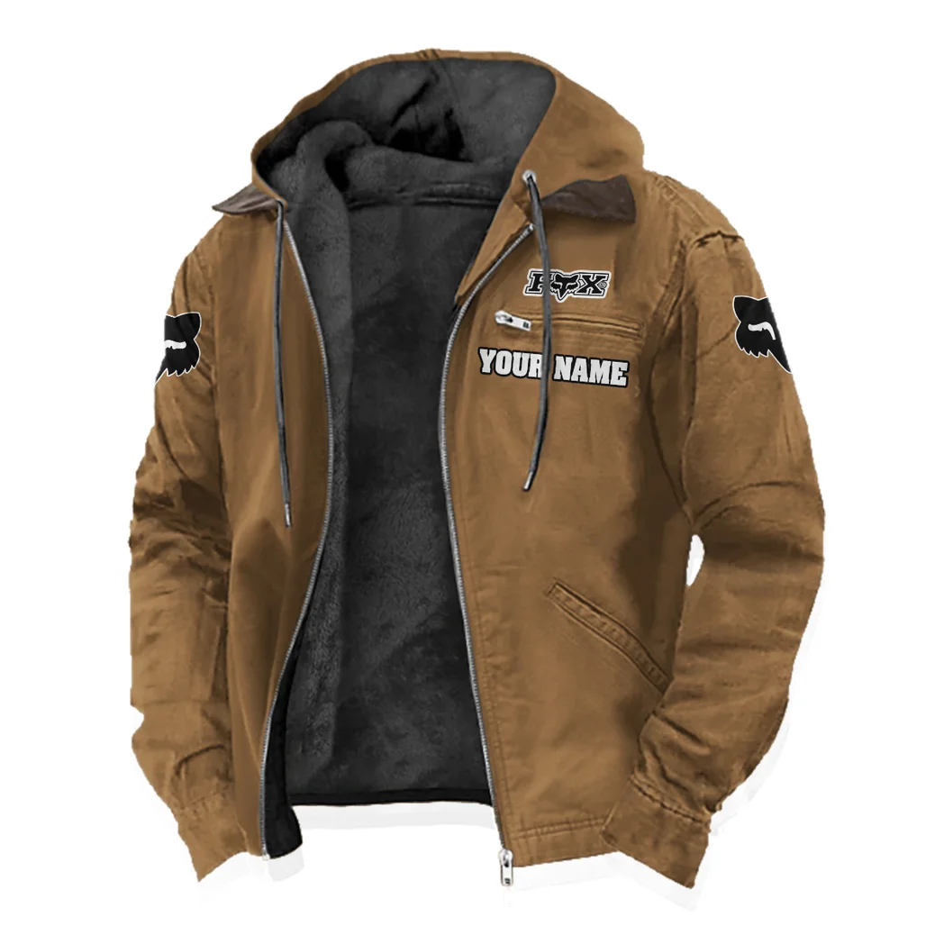 Motocross Gear Flannel Hoodie, Ride-Inspired Streetwear HVN1327FR - Camel - Image 3
