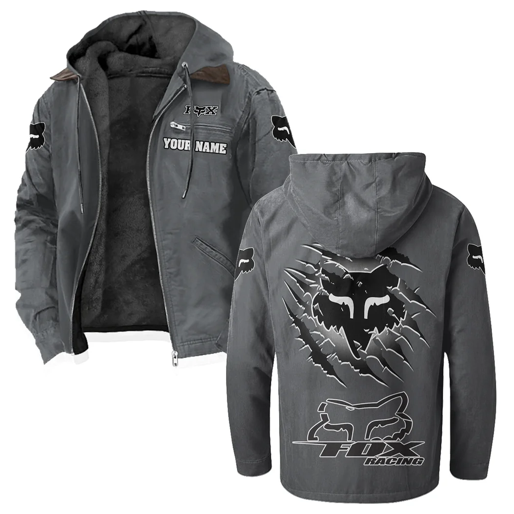 Motocross Gear Flannel Hoodie, Ride-Inspired Streetwear HVN1327FR - Gray - Image 2