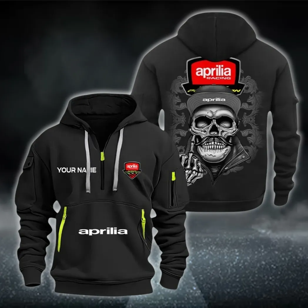 Motorbike Hoodie Half Zipper, Active Supporter Half-Zip Hoodie CAR166 - Black