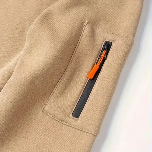 Motorsport Spirit Hoodie Half Zipper, Active Supporter Half-Zip Hoodie CAR052 -Khaki - Image 4