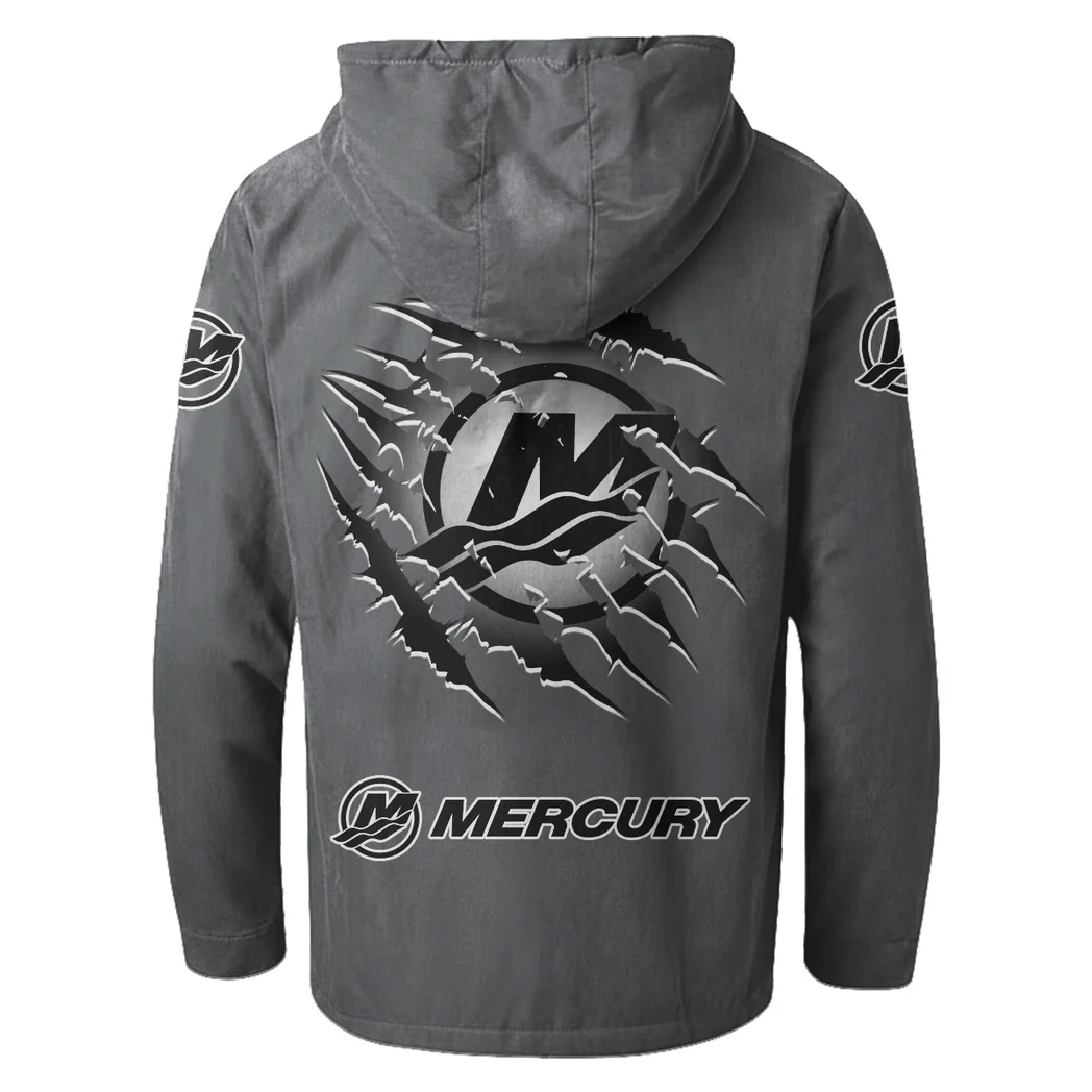 Nautical Propulsion Flannel Hoodie, Auto Fan Hooded Flannel HVN1327MM - Gray - Image 4