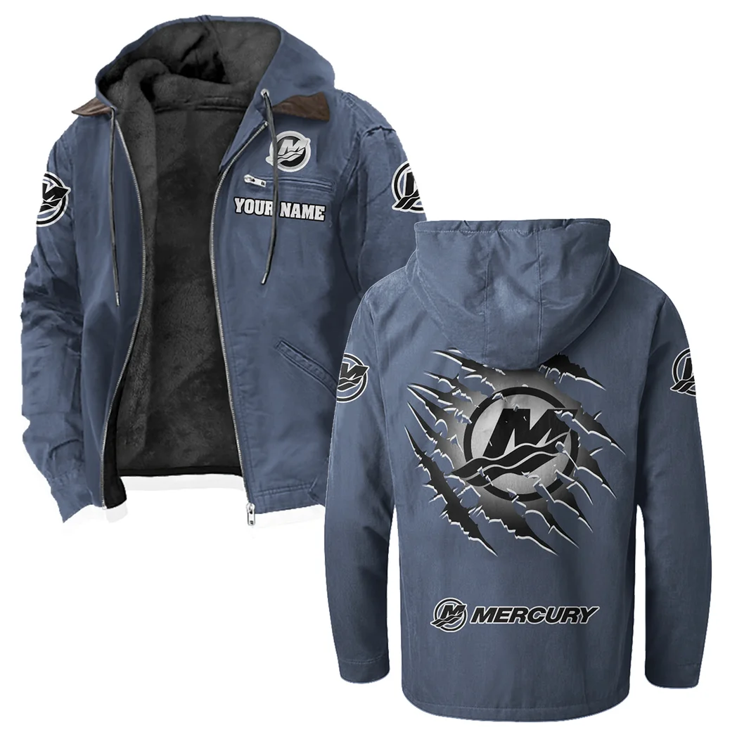 Nautical Propulsion Flannel Hoodie, Auto Fan Hooded Flannel HVN1327MM - Navy Blue - Image 2