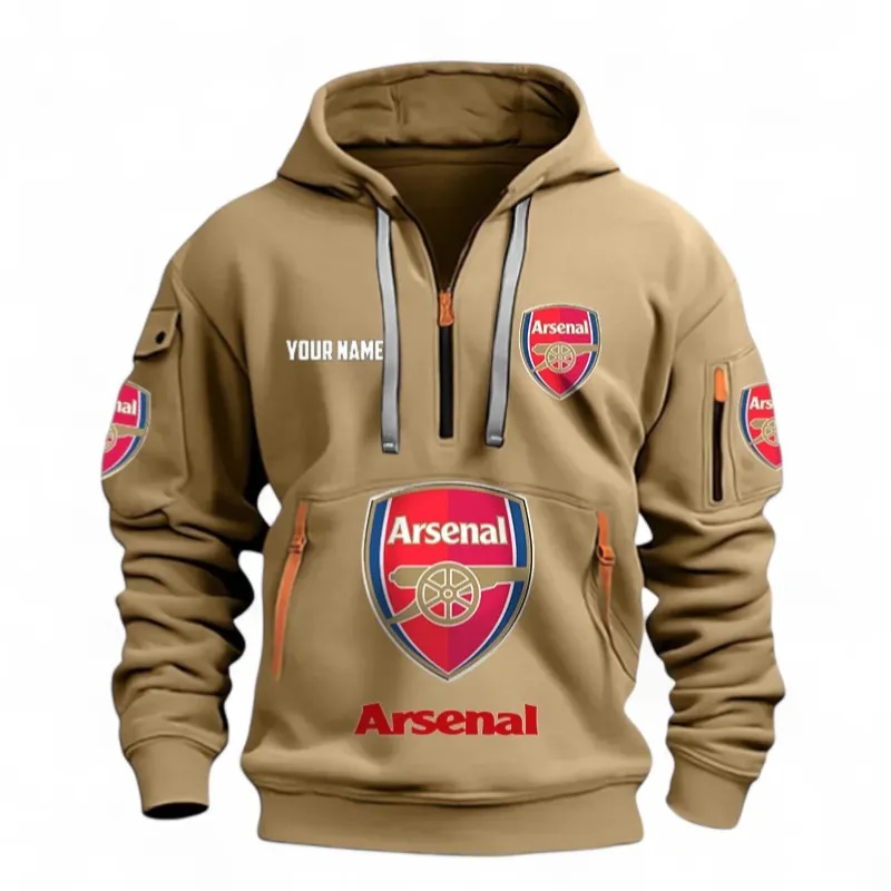 North London Reds Hoodie Half Zipper, Athletic Fan Half-Zip Hoodie EPL116 - Khaki