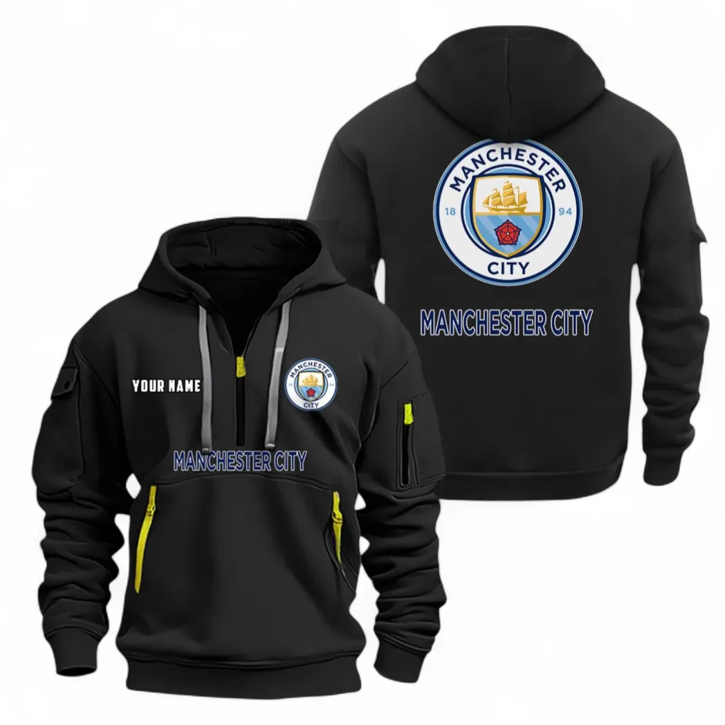 Northern Blue Army Hoodie Half Zipper, Sport Spirit Hoodie EPL104 - Black