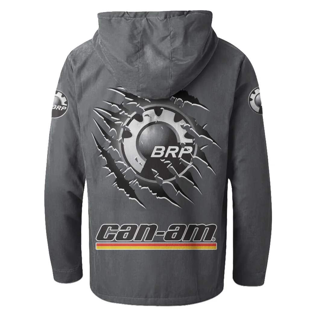 Off-Road Adventure Bike Flannel Hoodie, Bold Automotive Hoodie HVN1327BR - Gray - Image 4