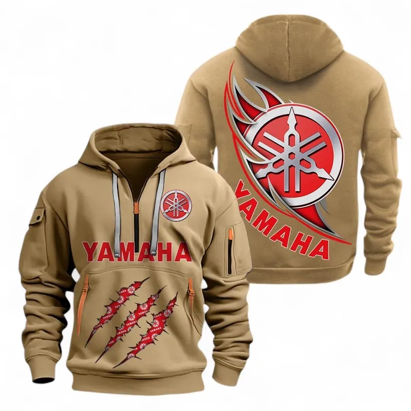 Off-Road Bike Hoodie Half Zipper, Performance Fan Hoodie CAR500 - Khaki - Image 2