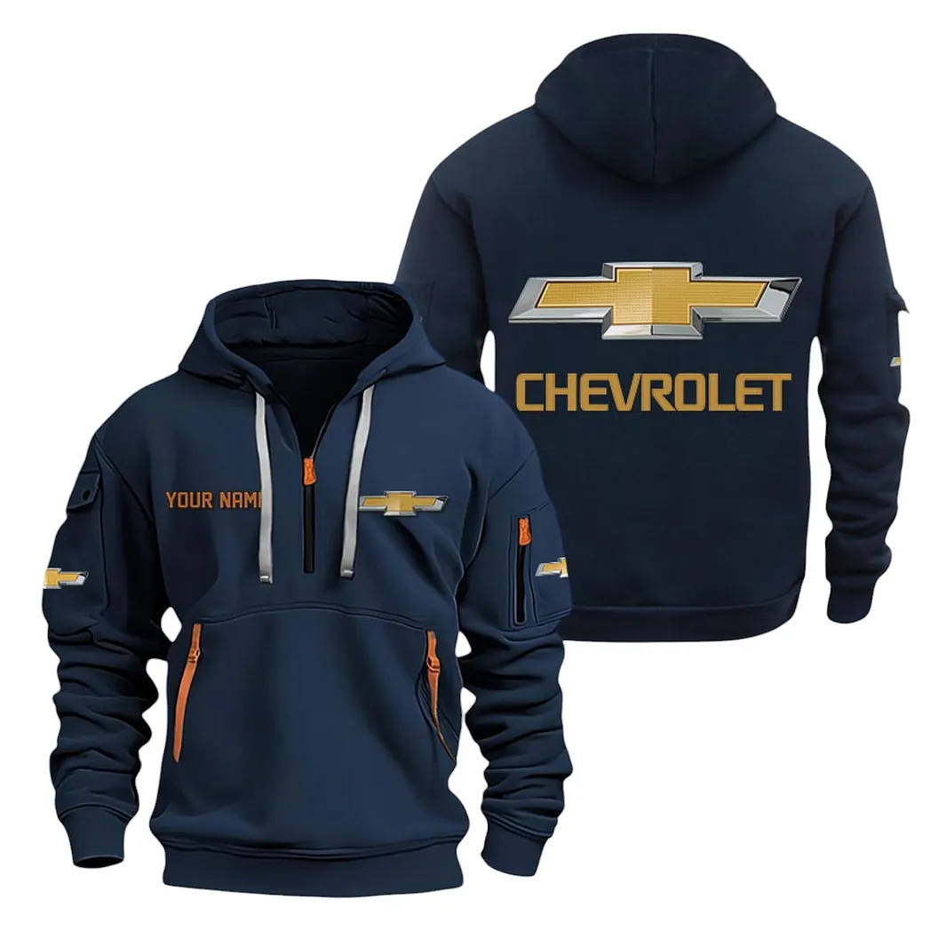 Off-Road SUV Hoodie Half Zipper, Active Supporter Half-Zip Hoodie CAR200 - Navy - Image 2