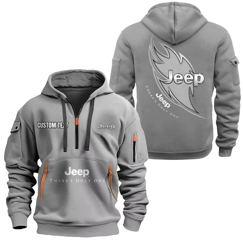 Off-Road Vehicle Hoodie Half Zipper, Active Supporter Half-Zip Hoodie CAR170 - Gray - Image 2