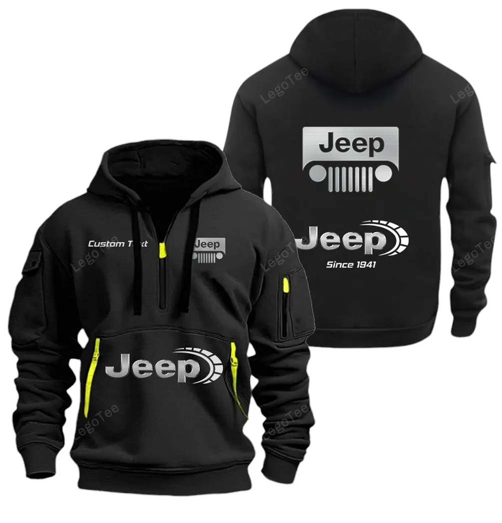 Off-Road Vehicle Hoodie Half Zipper, All-Season Fan Half-Zip Hoodie CAR052 -Black - Image 2