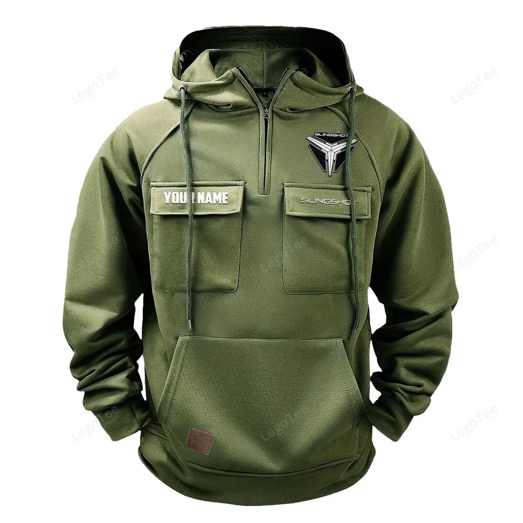 Open-Cockpit Vehicle Tactical Quarter Zip Hoodie, Exclusive Logo Hoodie For Car Enthusiasts CAR109 - Army Green - Image 2