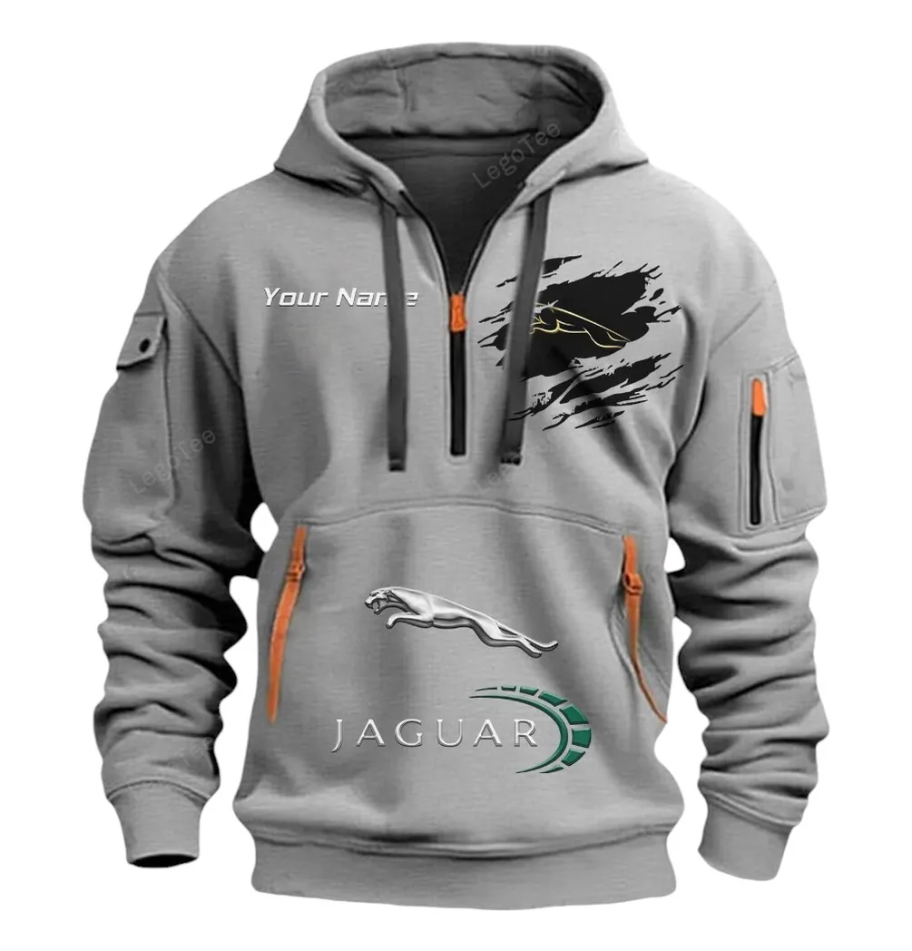 Outdoor Vehicle Hoodie Half Zipper, Streetwear Fan Hoodie CAR113 - Gray - Image 2