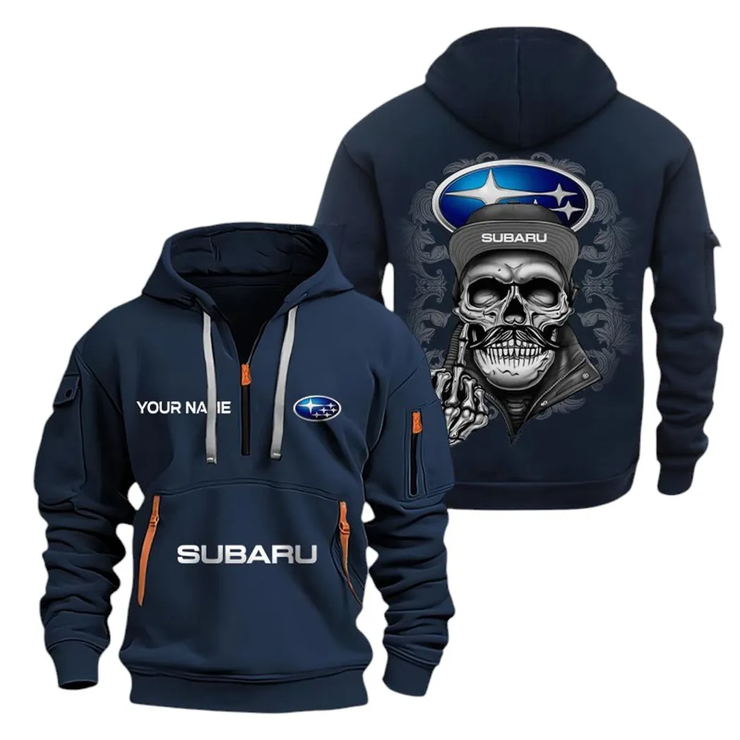 Outdoor Vehicle Hoodie Half Zipper, Warm Up Hoodie CAR166 - Navy - Image 2