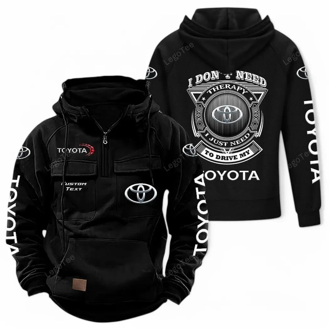 Overland Vehicle Tactical Quarter Zip Hoodie, Exclusive Logo Hoodie For Car Enthusiasts CAR106 - Black - Image 2